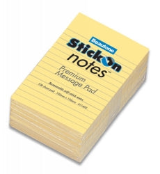 Beautone Stick On Notes 102x152 Ruled Yellow (Pack 6)