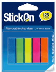 Beautone Stick On Flags 12x45mm Removable Clear 5 Colours (Each)