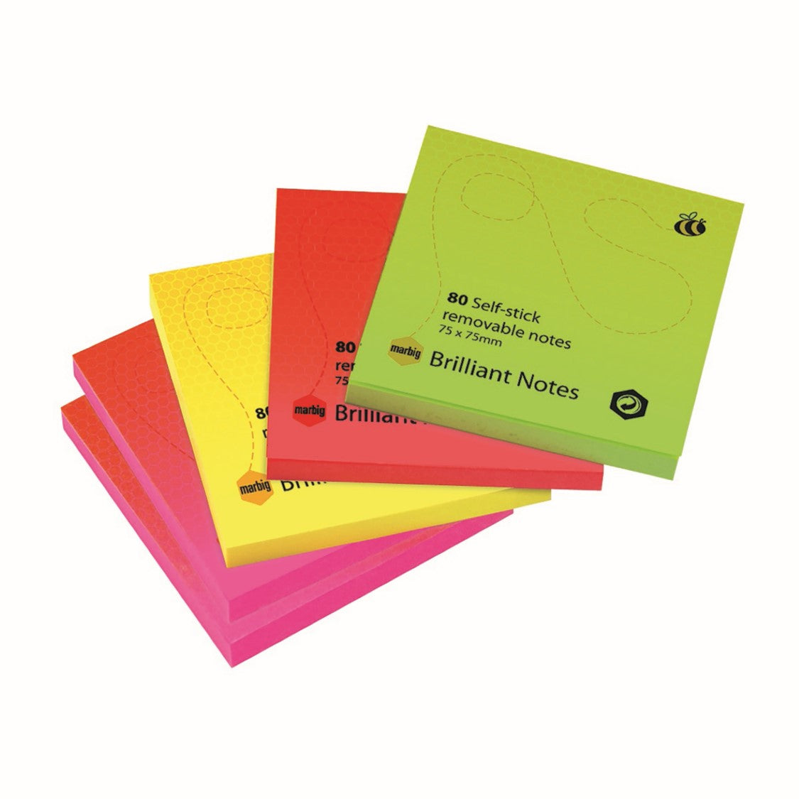 Marbig Brilliant Notes 75x75mm (Pack 5)