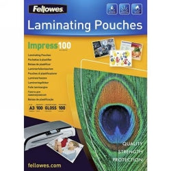 Fellowes Laminating Pouches A3 100 Micron Gloss PK100 (Each)