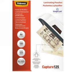 Fellowes Laminating Pouches A4 125 Micron Gloss PK100 (Each)