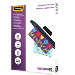 Fellowes Laminating Pouches A3 80 Micron Matte PK100 (Each)