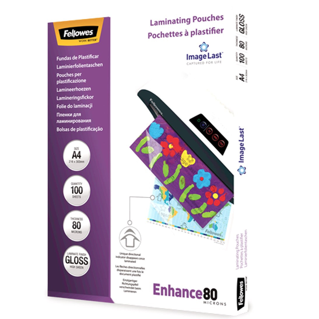 Fellowes Laminating Pouches A4 80 Micron Gloss PK100 (Each)