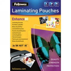 Fellowes Laminating Pouches A4 80 Micron Matte PK100 (Each)