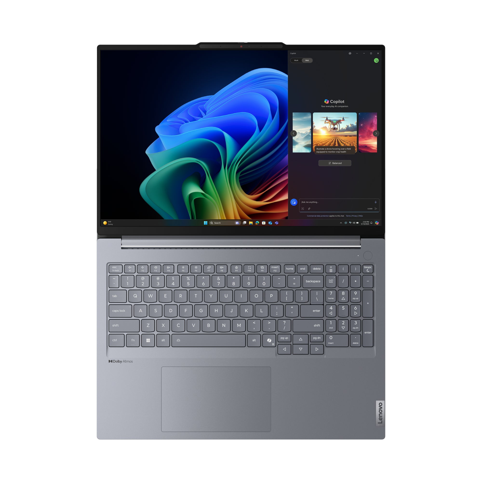 Lenovo ThinkBook 16 G7 QOY Copilot+ PC Qualcomm Snapdragon X1P-42-100 Laptop 40.6 cm (16") WUXGA 16 GB LPDDR5x-SDRAM 512 GB SSD Wi-Fi 7 (802.11be) Windows 11 Pro English Grey
