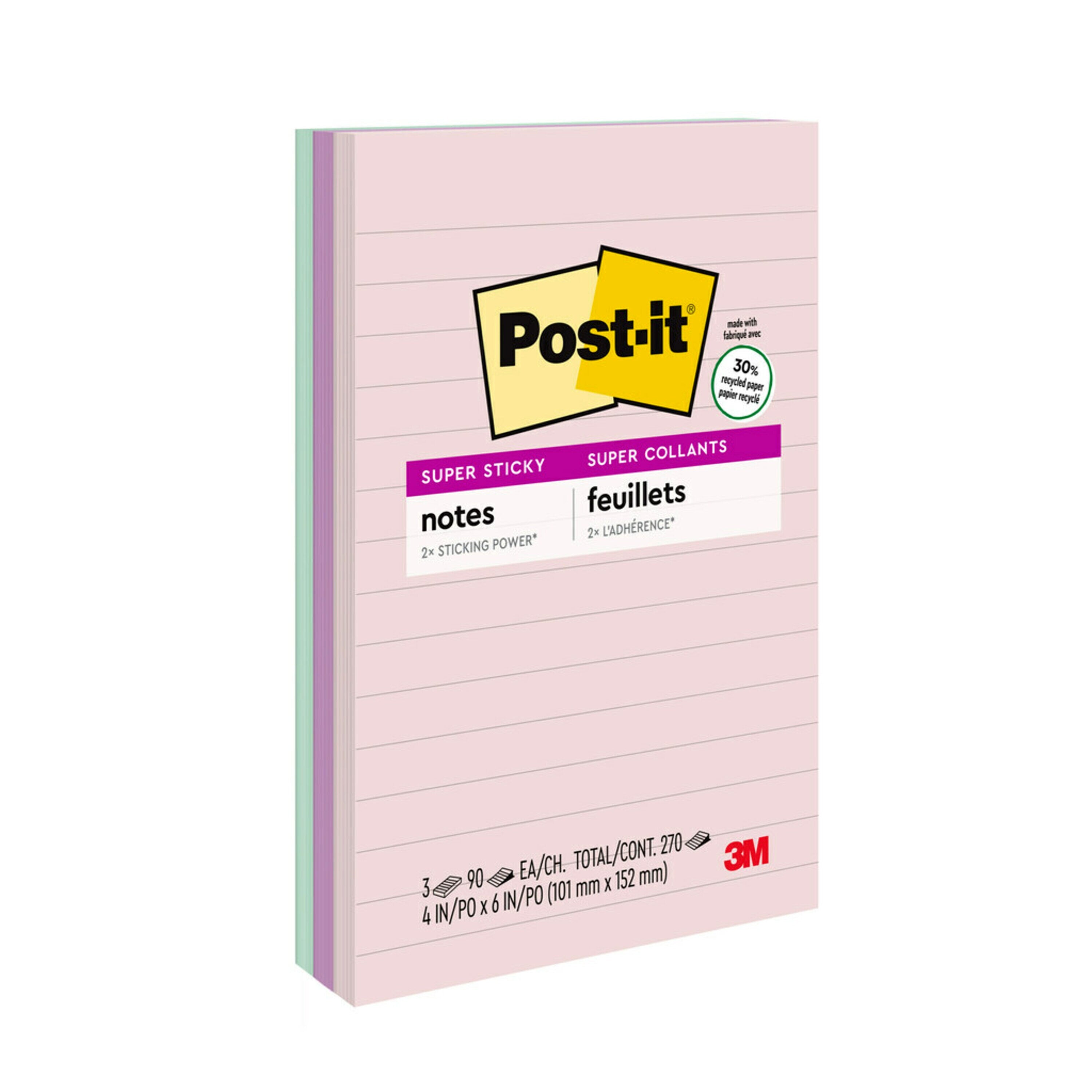 3M Notes 660-3SSNRP 98x149mm Nature Hues Assortedd PK3 (Each)
