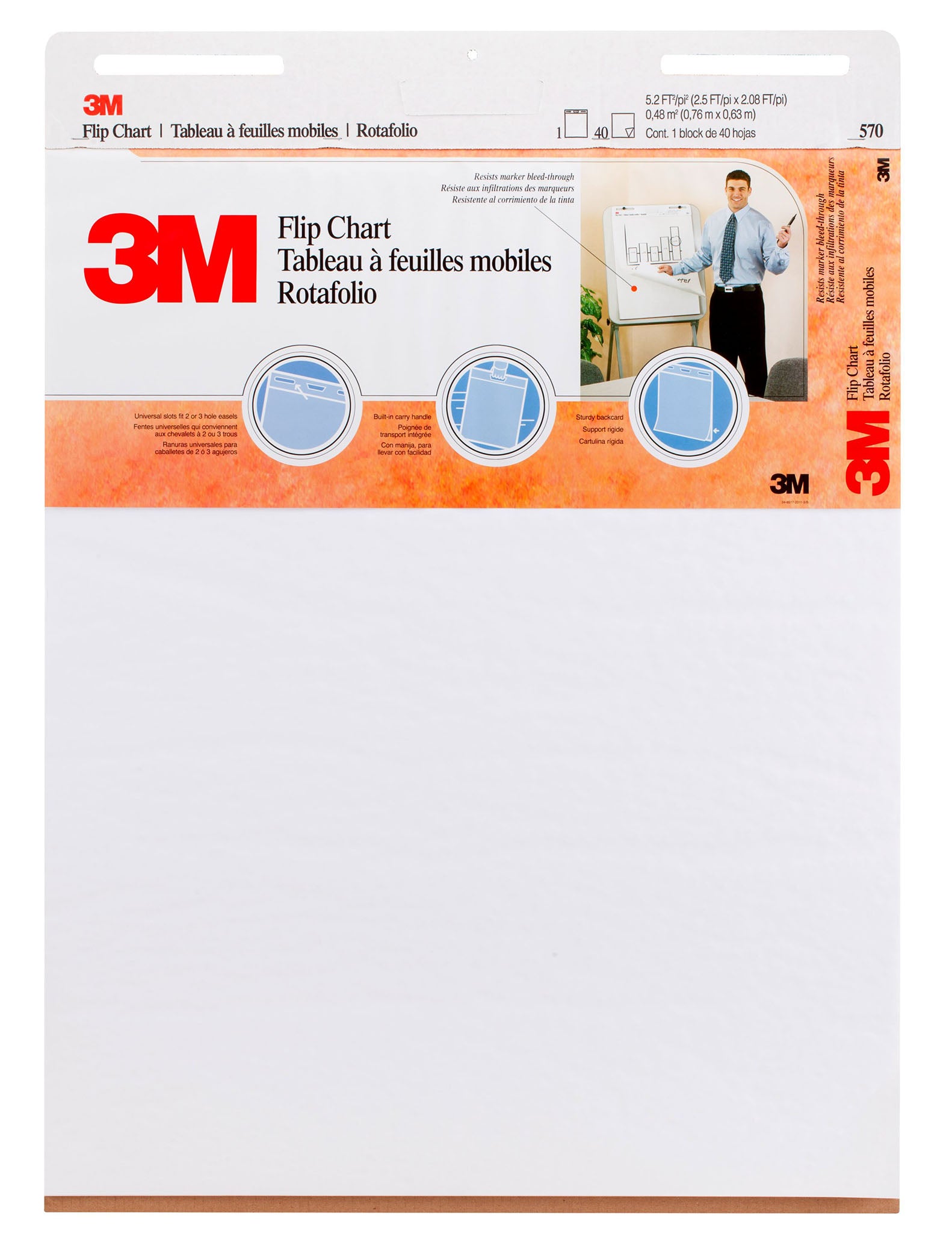 3M Post-It POST- It Pad 570 635x762 Flip Chart White (Each)