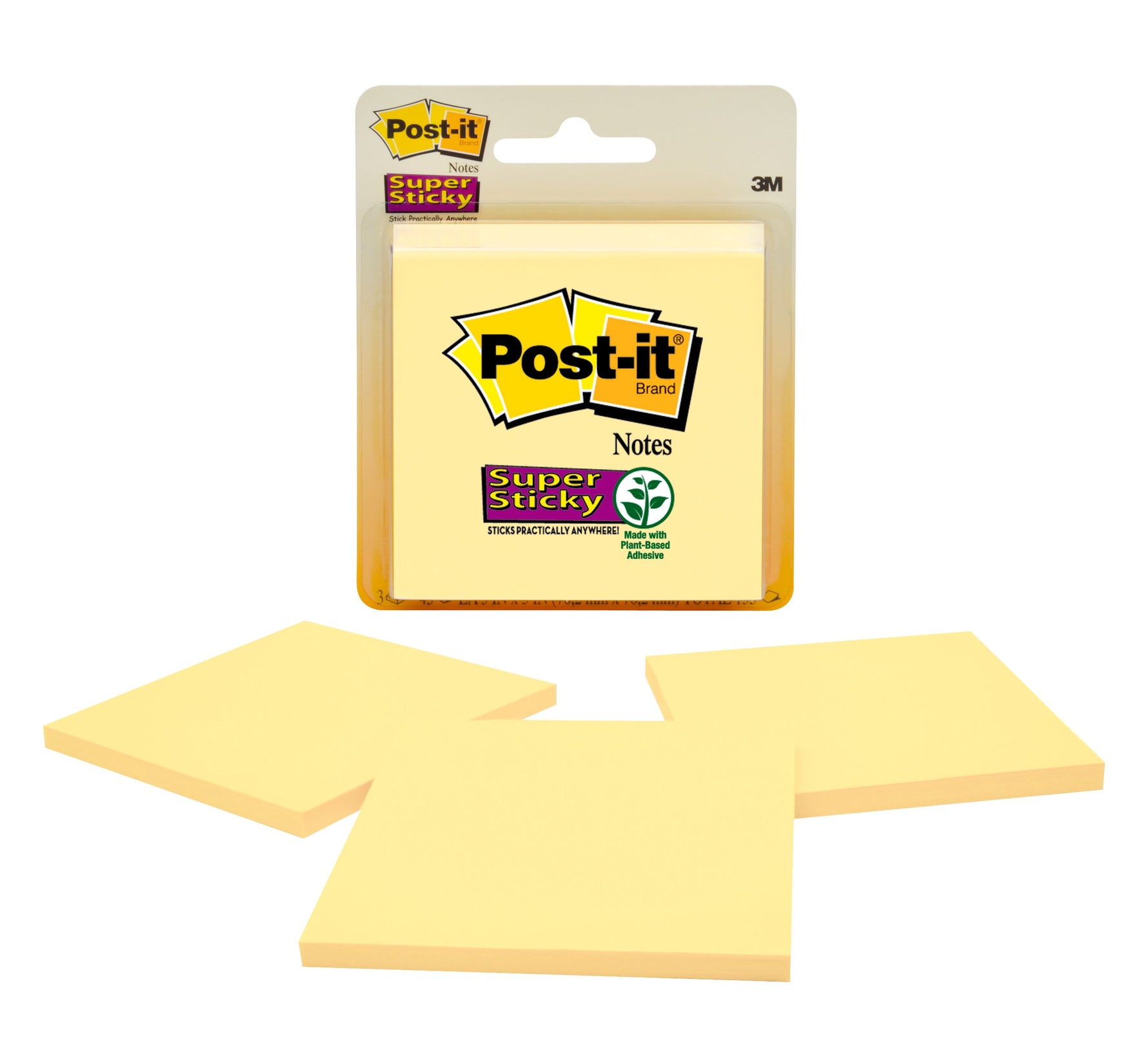3M Notes Super Sticky 76x76mm 3321-SSCY Canary Yellow PK3 (Each)