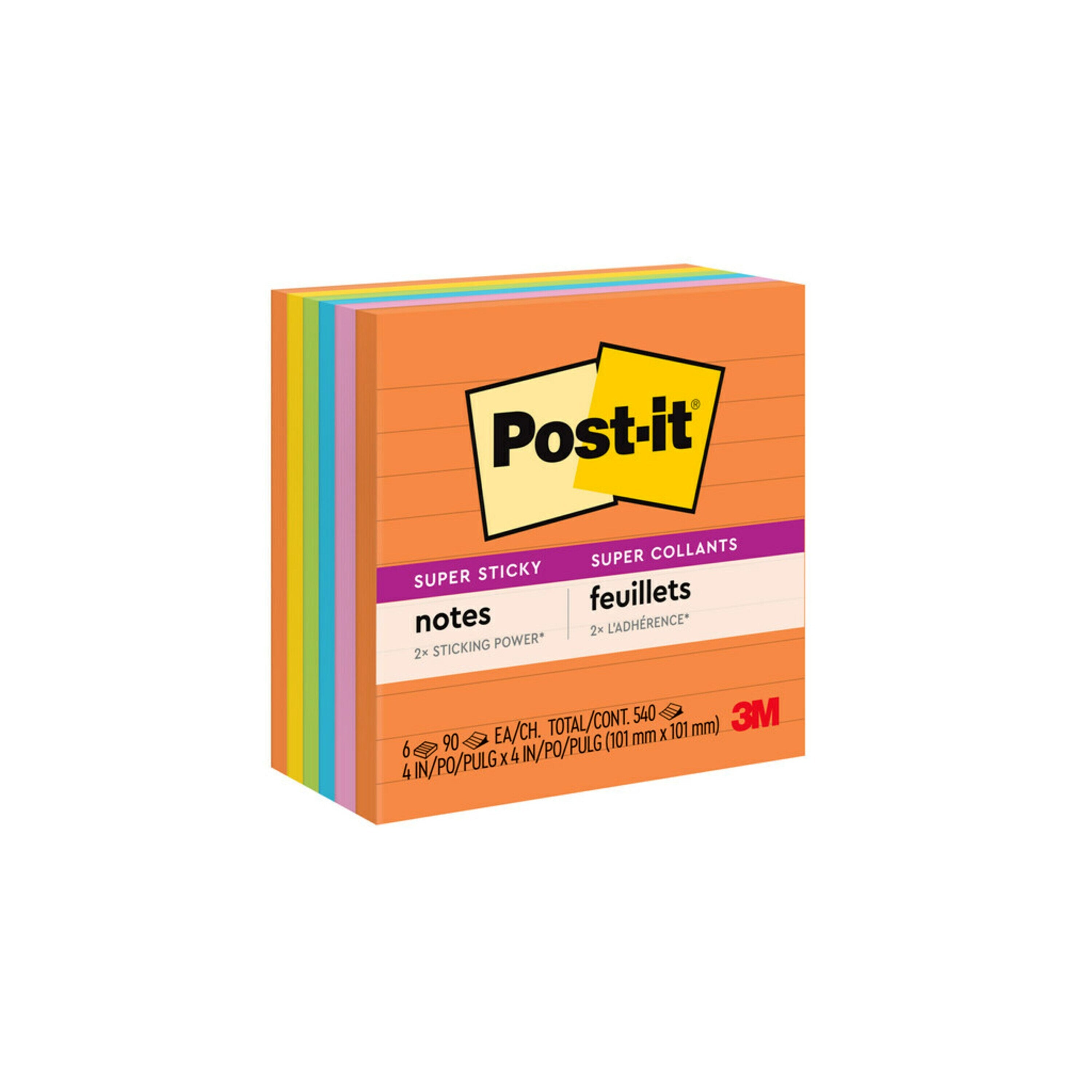 3M Notes Super Sticky 101x101mm 675-6SSUC Lined Rio De Janeiro PK6 (Each)