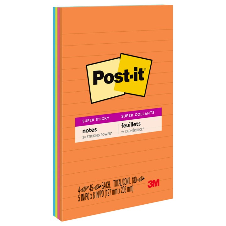 3M Notes Super Sticky 127x203mm 5845-SSUC Lined Rio Je Janeiro PK4 (Each)