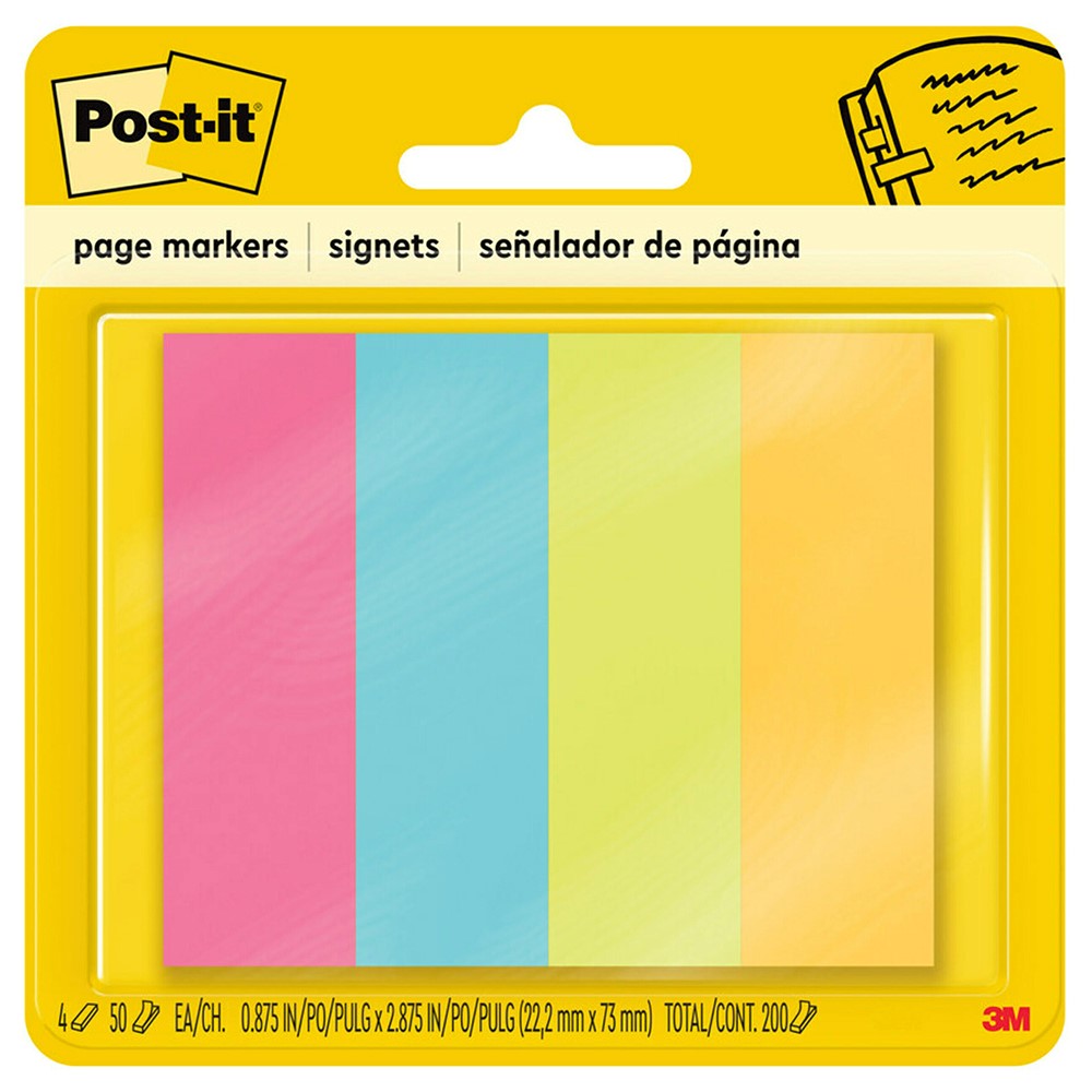 3M Page Markers 671-4AU Jaipur 22.2x73mm 4 Pads X 50 Sheet (Each)