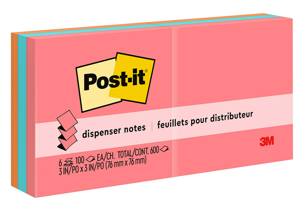 3M Notes Pop Up Refill R330AN 73x73mm Assorted CAPET/POPTI PK6 (Each)