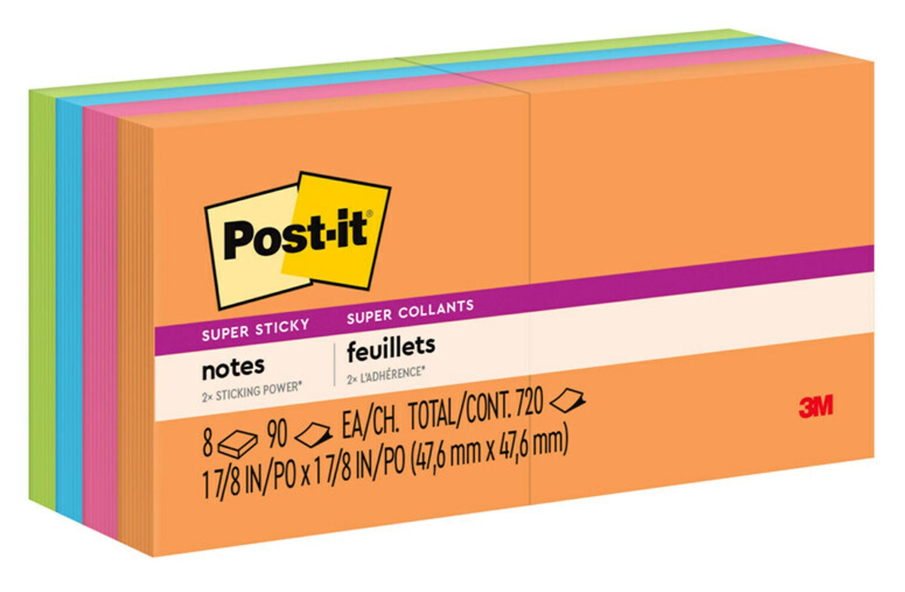 3M Notes Super Sticky 47x47mm 622-8SSAU Rio De Janeiro (Each)