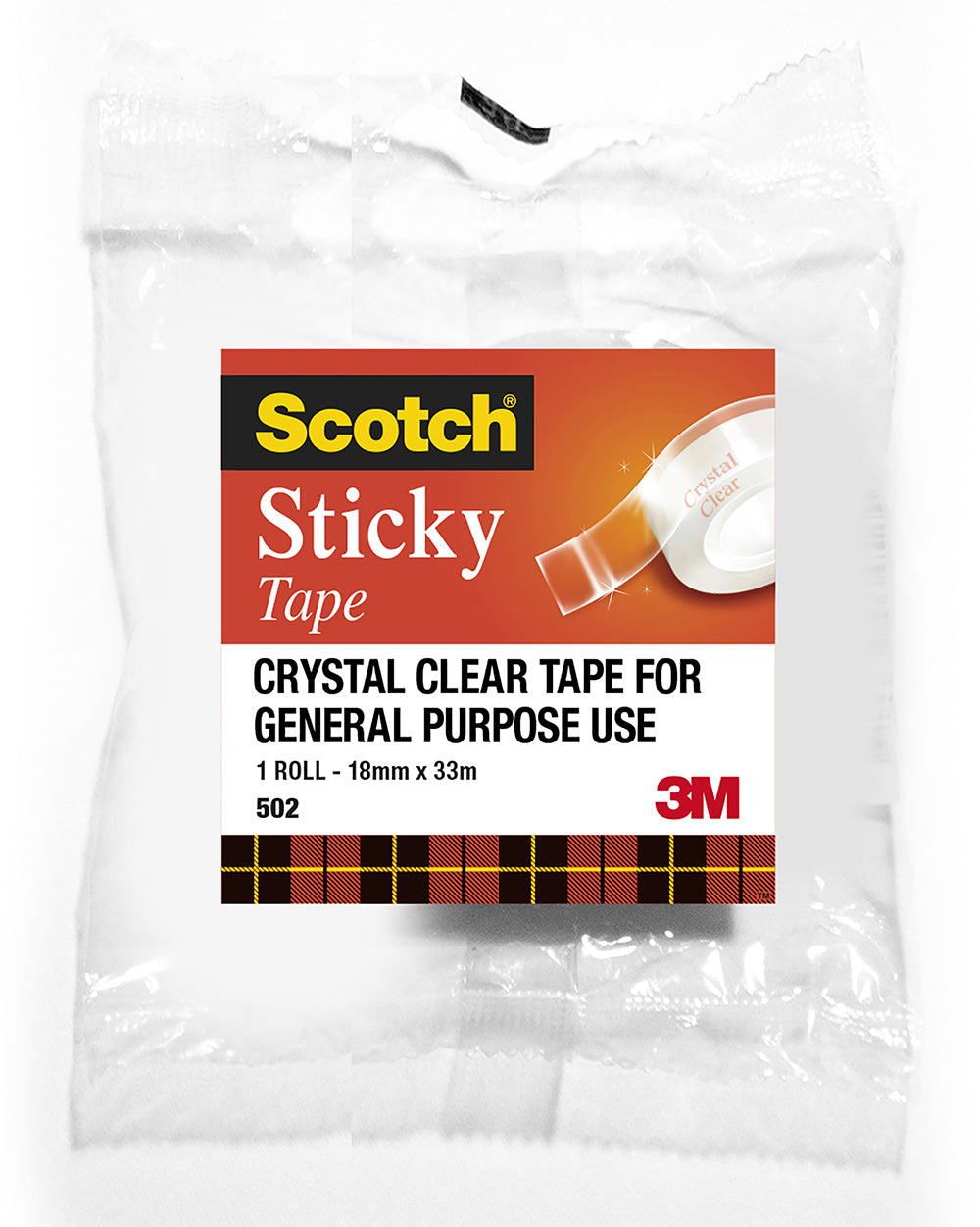 3M Scotch Tape Sticky 502 18mmx66M (Each)