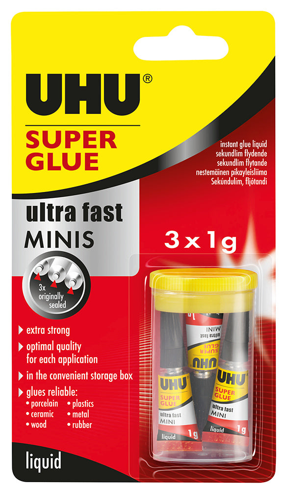 UHU Glue Super Glue Minis 3x1ML (Each)