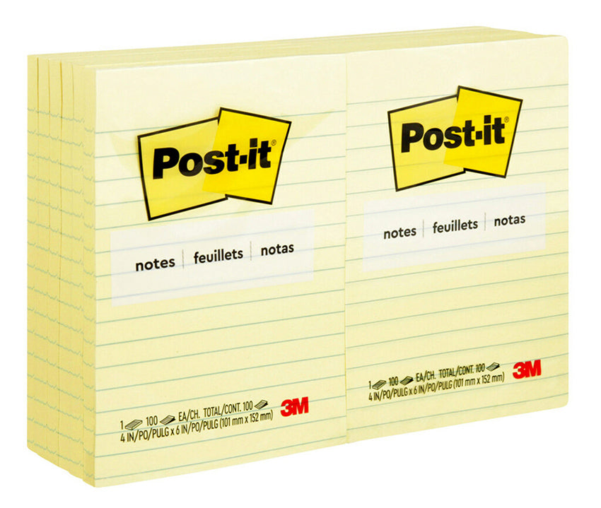 3M Notes 660 98.4x149mm Lined Yellow PK12 (Each)