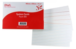 Staedtler System Cards 6x4 Ruled White PK100 (Each)