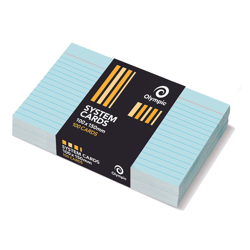 Olympic System Cards 6x4 Ruled Blue PK100 (Each)