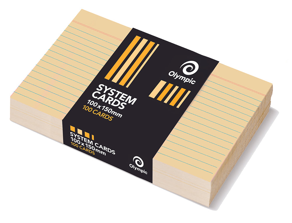Olympic System Cards 6x4 Ruled Buff PK100 (Each)