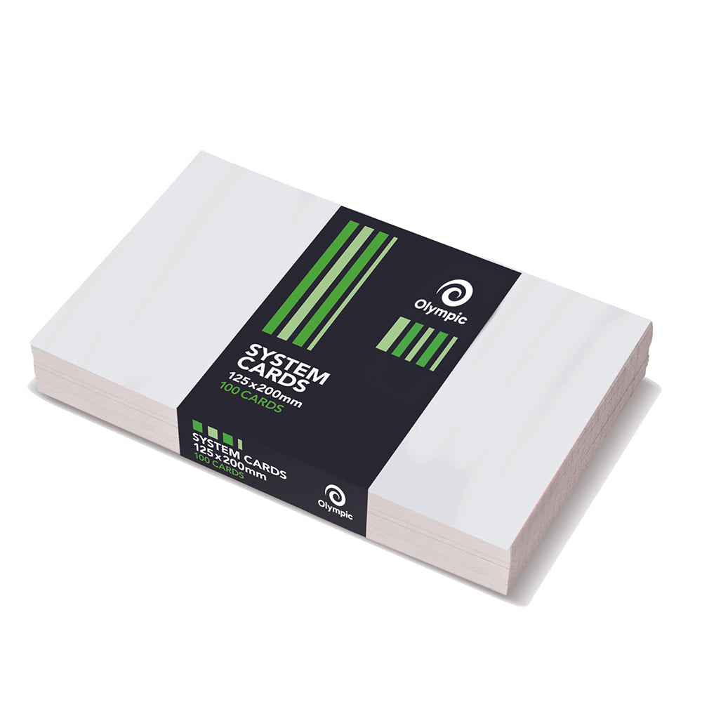 Olympic System Cards 8x5 Plain White PK100 (Each)