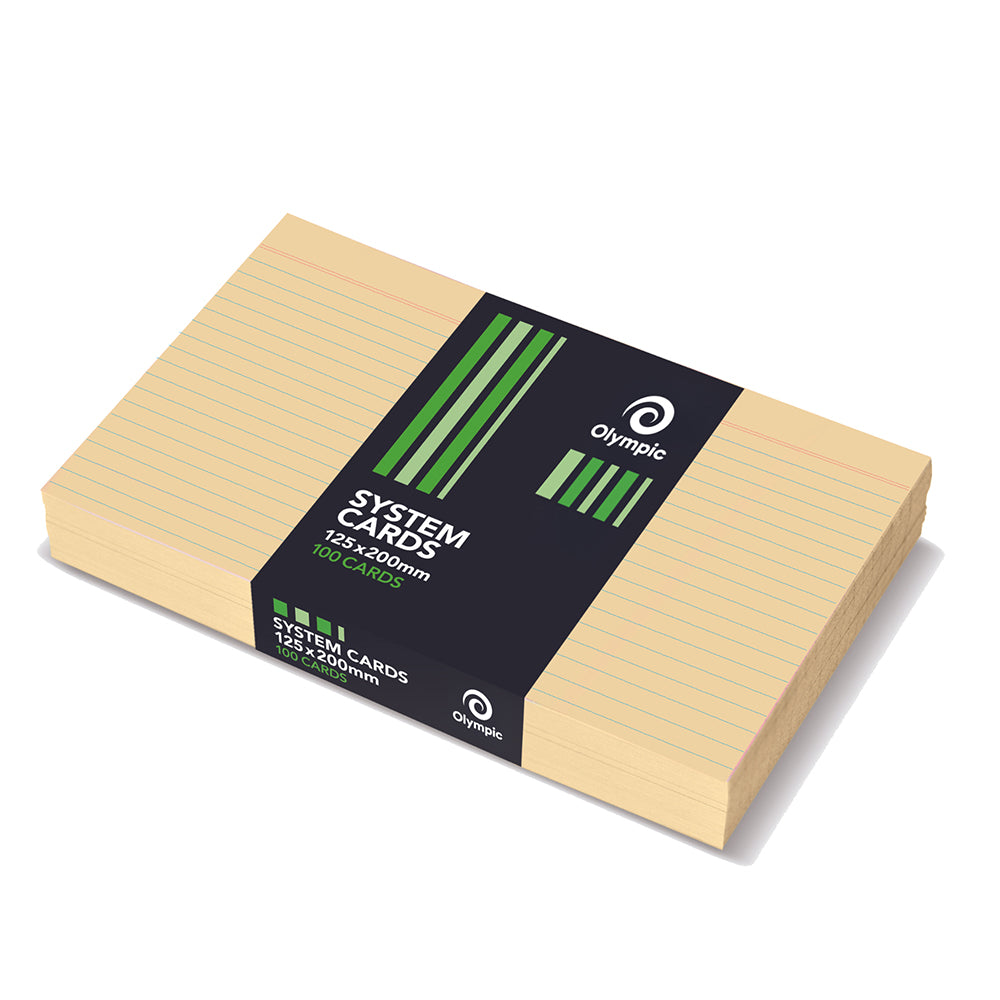 Olympic System Cards 8x5 Ruled Buff PK100 (Each)