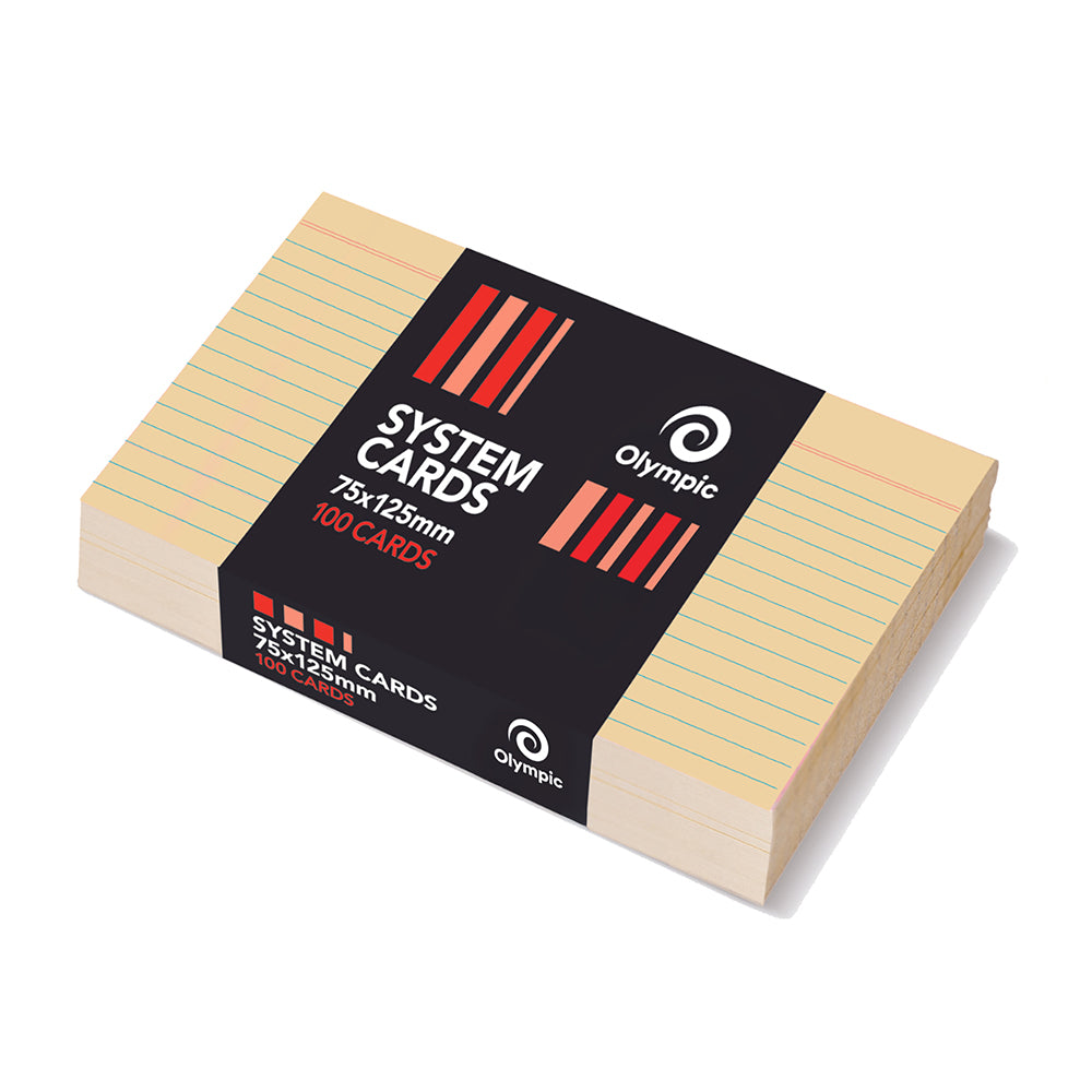 Olympic System Cards 5x3 Ruled Buff PK100 (Each)