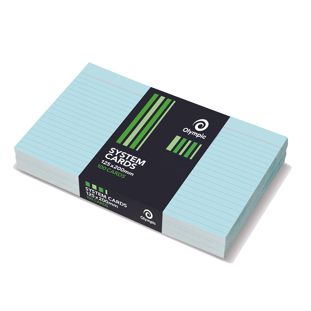 Olympic System Cards 8x5 Ruled Blue PK100 (Each)