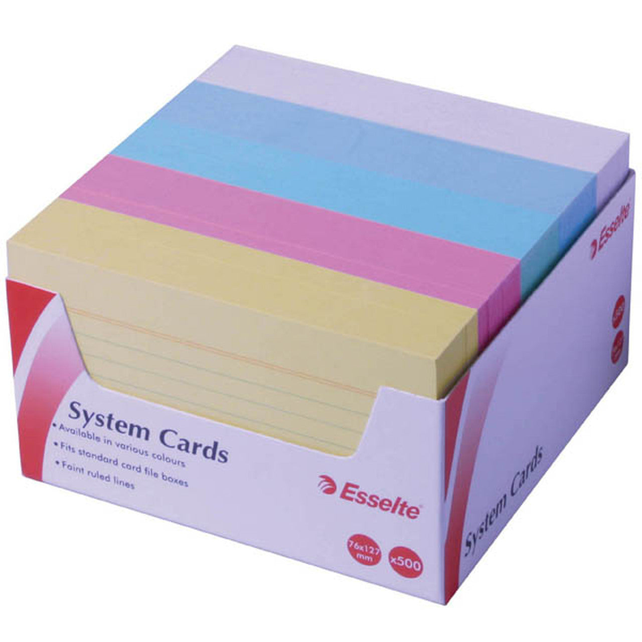 Esselte System Cards 5x3 Ruled Assorted Colours PK500