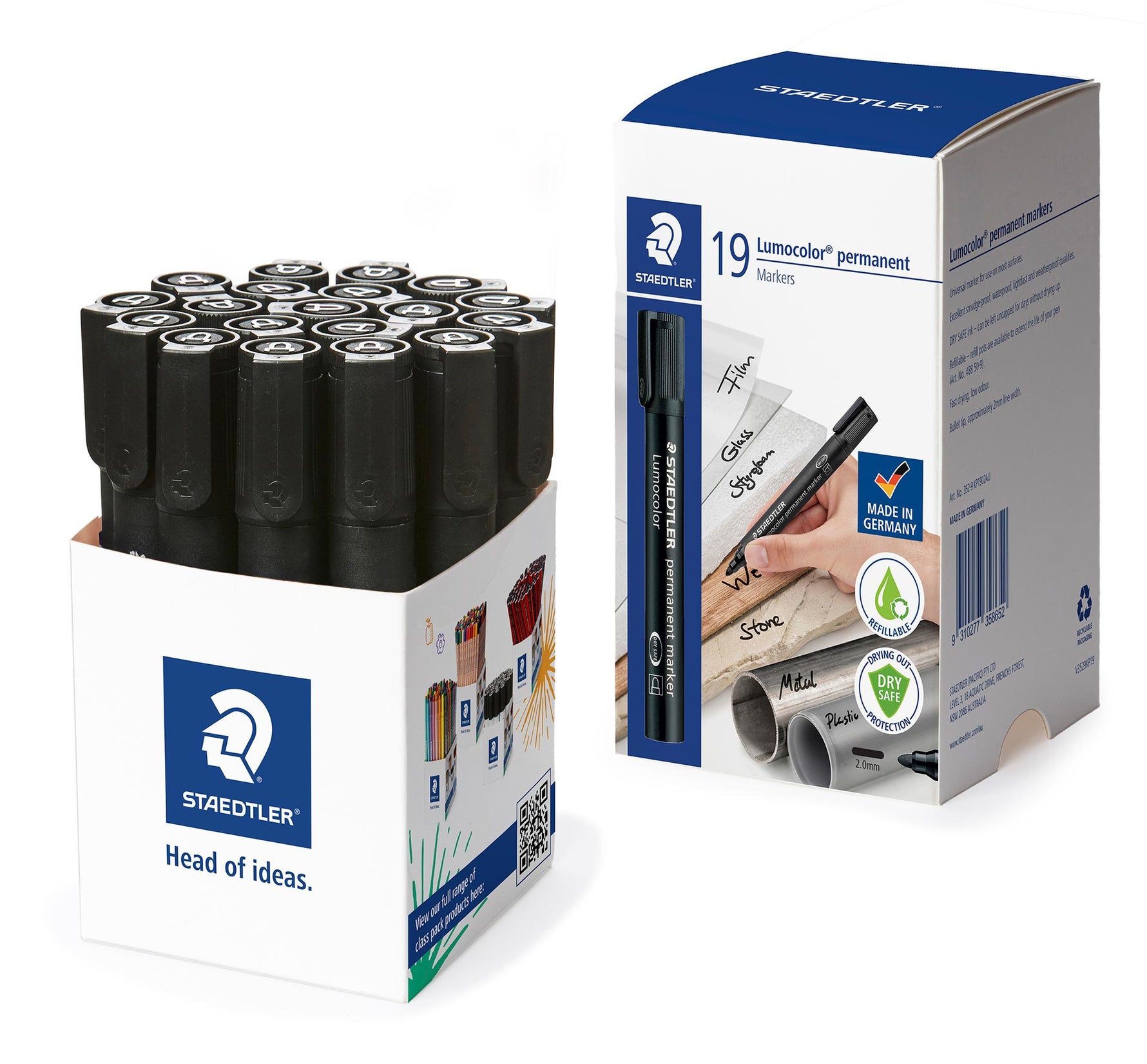 Staedtler Marker 352 Lumocolor Permanent Bullet Black CUP19 (Each)