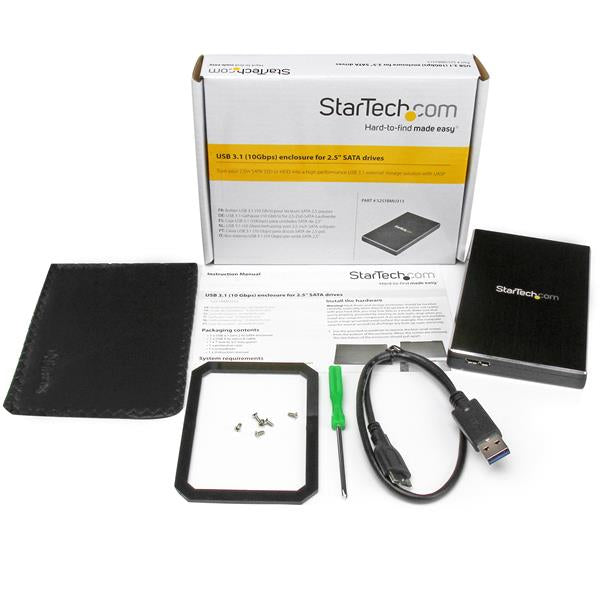 StarTech.com USB 3.1 (10 Gbps) Enclosure for 2.5Ã¢â‚¬Â SATA Drives