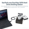 StarTech.com Dual-Bay USB 3.2 Gen 2 to SATA Hard Drive Docking Station, USB 10Gbps Hard Drive Dock, External 2.5/3.5