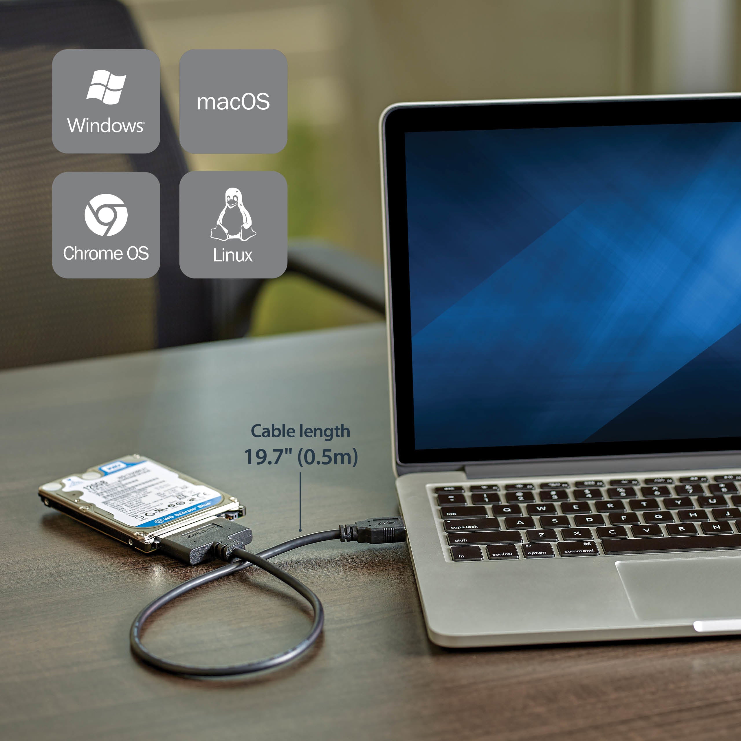 StarTech.com USB 3.1 to 2.5" SATA Hard Drive Adapter - USB 3.1 Gen 2 10Gbps with UASP External HDD/SSD Storage Converter