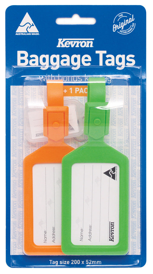 Luggage Tag Kevron 2 Pack With Bonus Keytag (Each)