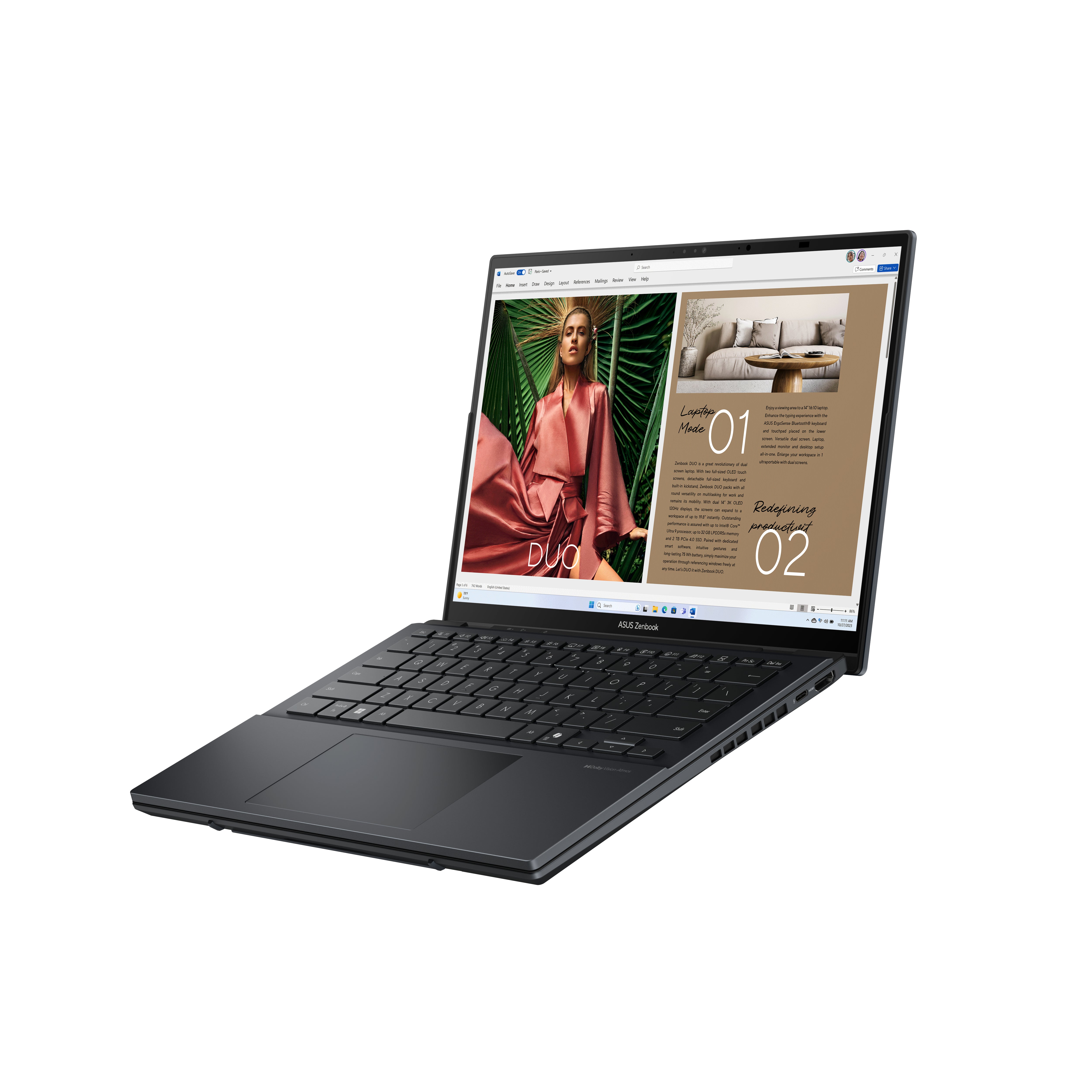 ASUS Zenbook Duo UX8406CA-PZ003W Intel Core Ultra 9 285H Hybrid (2-in-1) 35.6 cm (14") Touchscreen WQXGA+ 32 GB LPDDR5x-SDRAM 1 TB SSD Wi-Fi 7 (802.11be) Windows 11 Home Spanish Grey