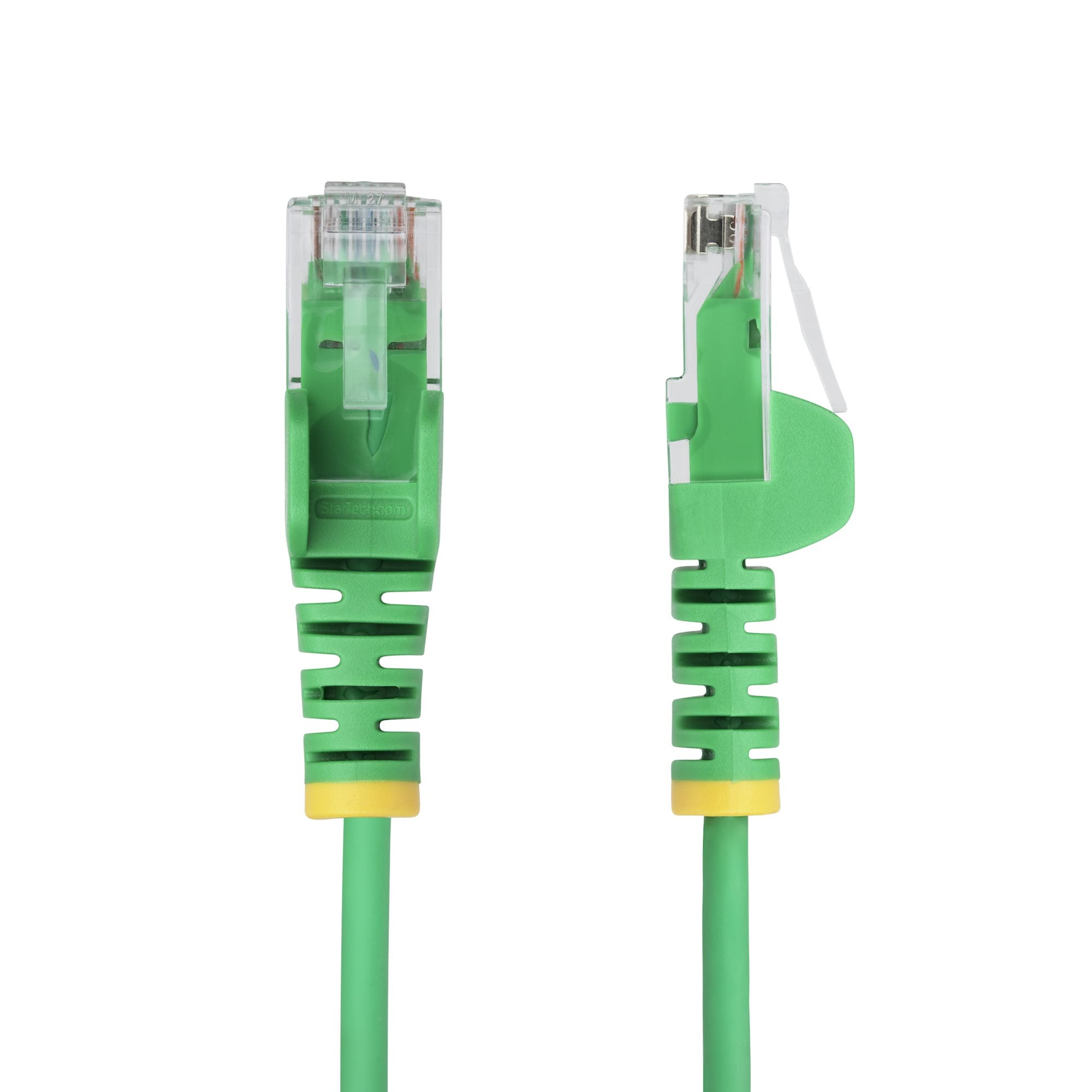 StarTech.com 15m Green Slim CAT6 Ethernet Cable, Snagless, 100W PoE, UTP, LSZH, 28AWG Pure Bare Copper Wire, Slim RJ45 Network Patch Cord w/Strain Reliefs, Fluke Tested