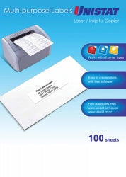 Staedtler Label Unistat LASER/INKJET/COPIER 65UP 38.1x21.2mm 38965 Bx100 (Each)
