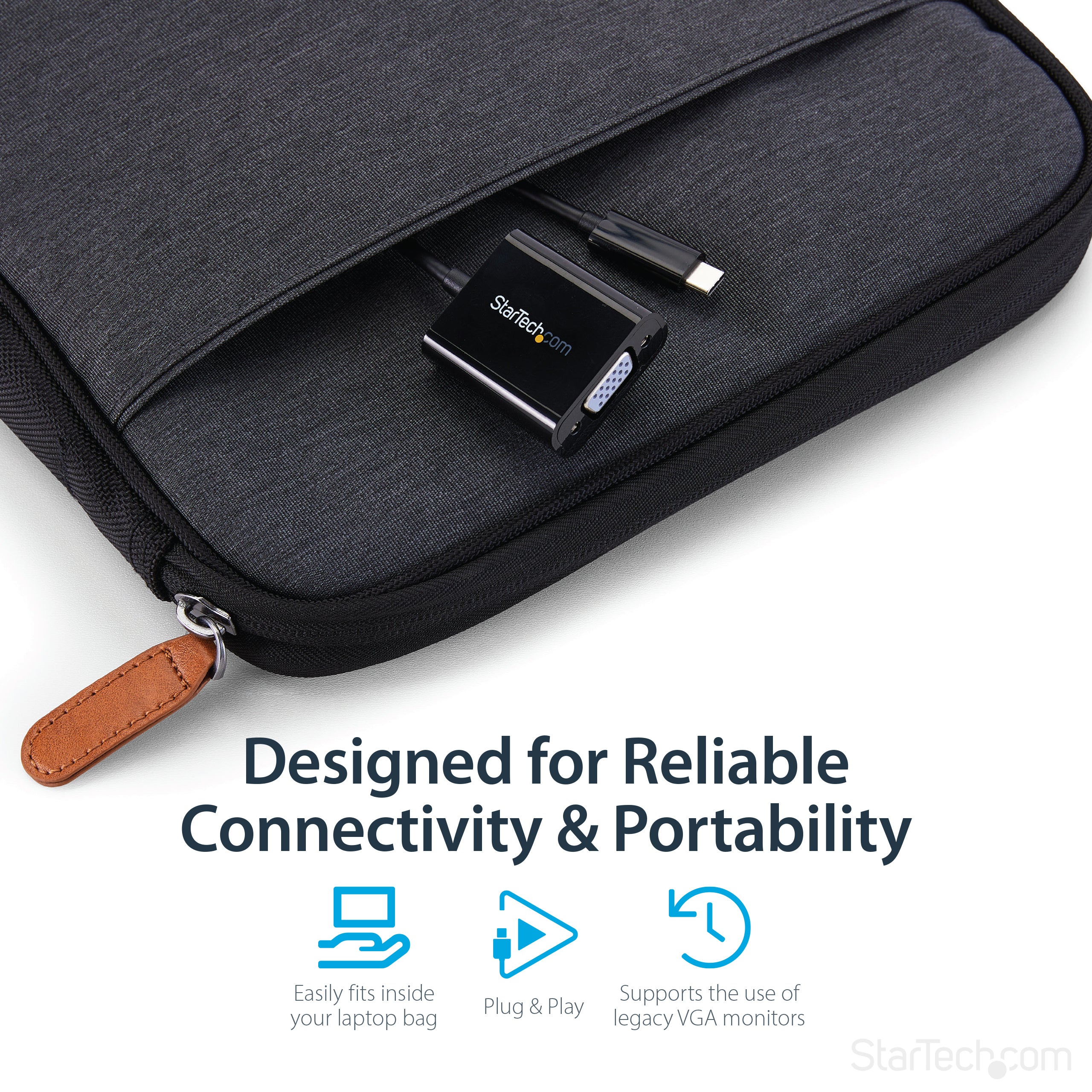 StarTech.com USB-C to VGA Adapter - Black - 1080p - Video Converter For Your MacBook Pro - USB C to VGA Display Dongle - Upgraded Version is CDP2VGAEC
