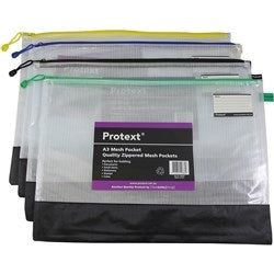 Protext Mesh Pouch A3 490x350mm With Assorted Zipper + Name Card Holder (Each)