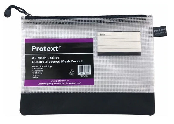 Protext Mesh Pouch A5 With Assorted Zipper + Name Card Holder (Each)