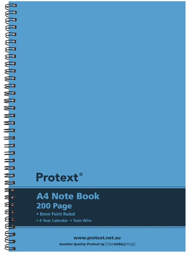 Protext Notebook A4 PP Twin Wire 200-page Blue (Each)
