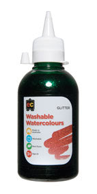 Glitter Paint 250ML Washable Watercolour Green (Each)