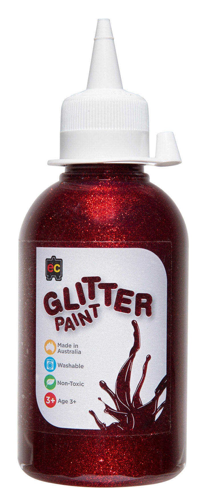 Glitter Paint 250ML Washable Watercolour Red (Each)