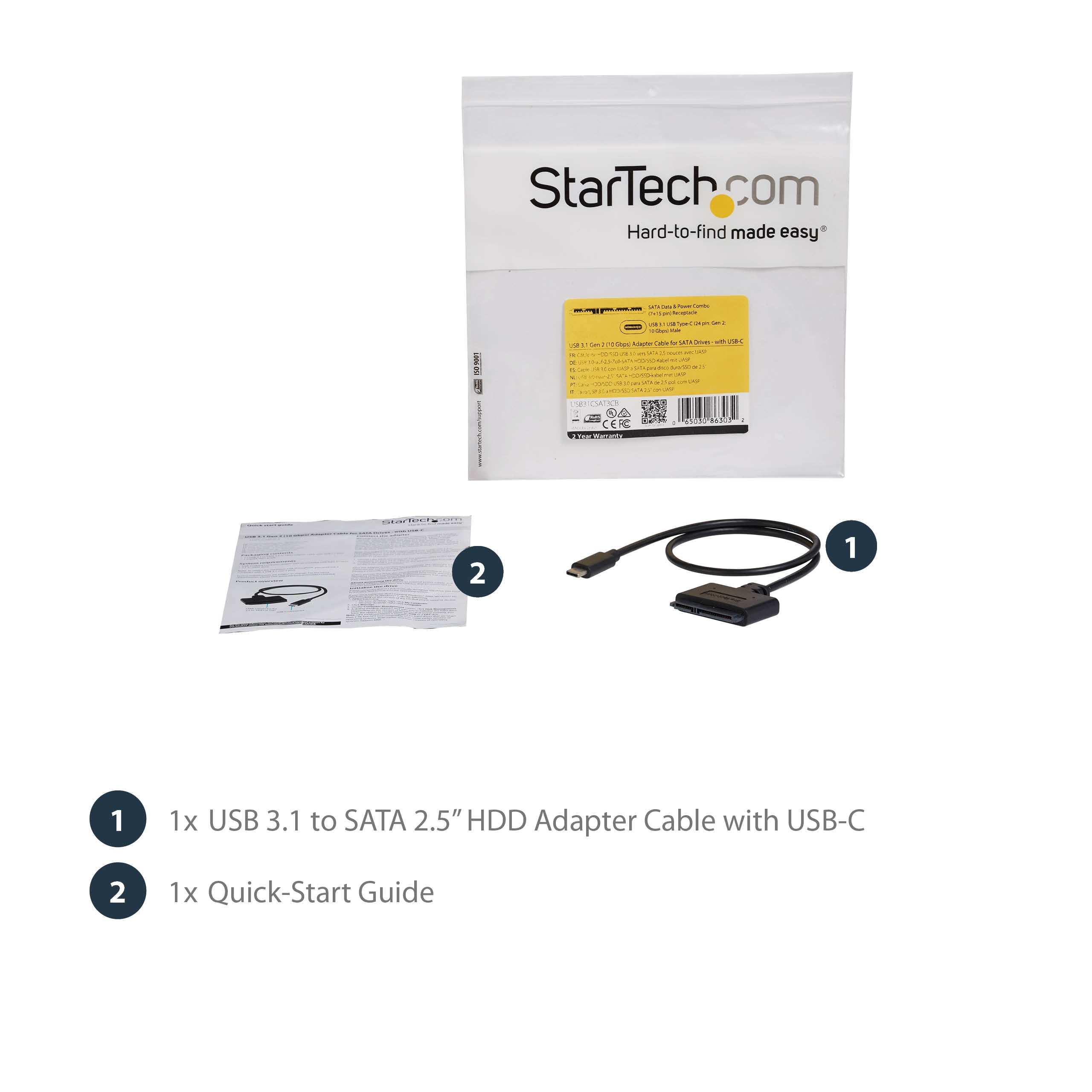 StarTech.com USB 3.1 (10Gbps) Adapter Cable for 2.5Ã¢â‚¬Â SATA Drives - USB-C