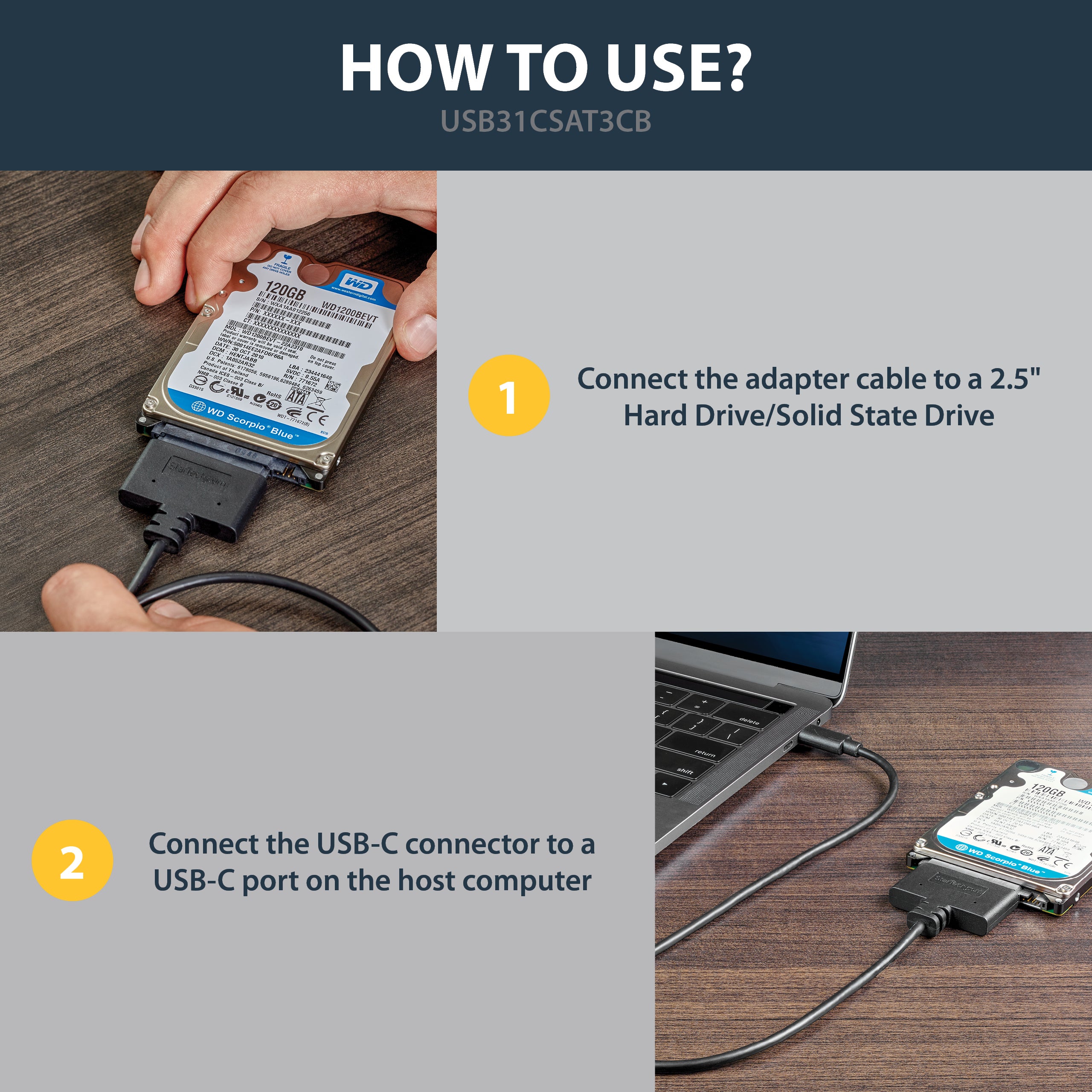 StarTech.com USB 3.1 (10Gbps) Adapter Cable for 2.5Ã¢â‚¬Â SATA Drives - USB-C