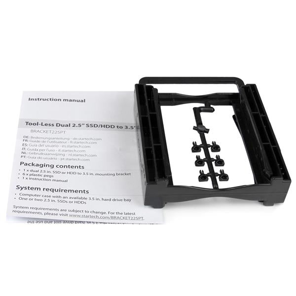 StarTech.com Dual 2.5" SSD/HDD Mounting Bracket for 3.5Ã¢â‚¬Â Drive Bay - Tool-Less Installation