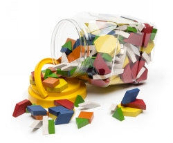 Pattern Block Wooden Learning Can Be Fun 10mm Jar (250) Classic Shapes & Colours (Each)