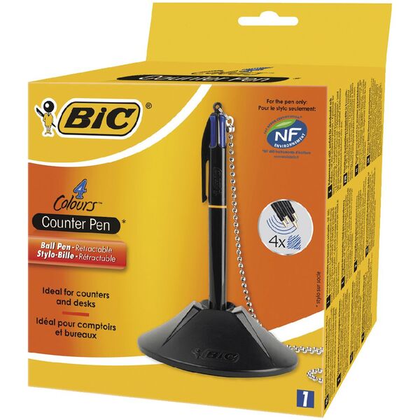 Bic Pen 4 Colour Desk Set With Chain (Each)