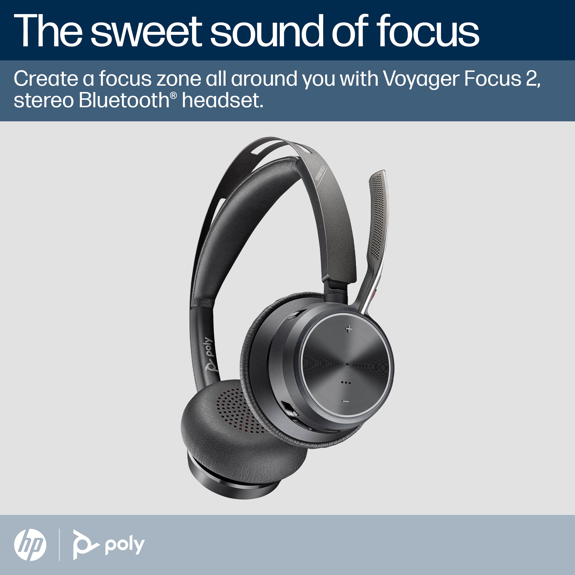 Poly Voyager Focus 2 Microsoft Teams Certified USB-C-C Headset +USB-C/A Adapter +Charging Stand