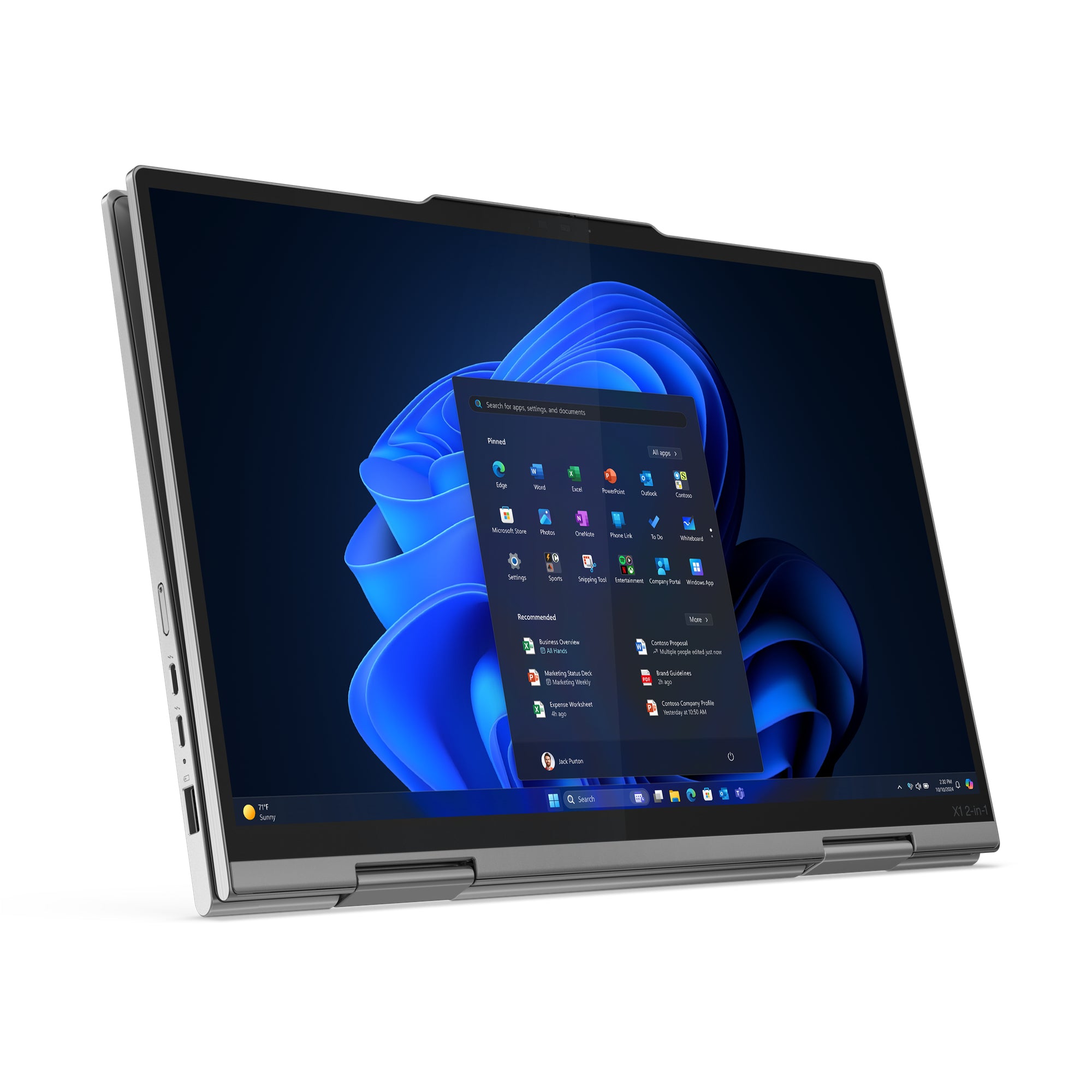 Lenovo ThinkPad X1 2-in-1 Gen 10 Aura Edition Intel Core Ultra 7 255U Hybrid (2-in-1) 35.6 cm (14") Touchscreen WUXGA 32 GB LPDDR5x-SDRAM 512 GB SSD Wi-Fi 6E (802.11ax) Windows 11 Pro English Grey