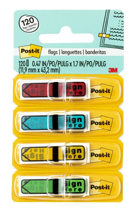 3M Flags 684-SH Sign Here Bright Colours PK4 (Each)